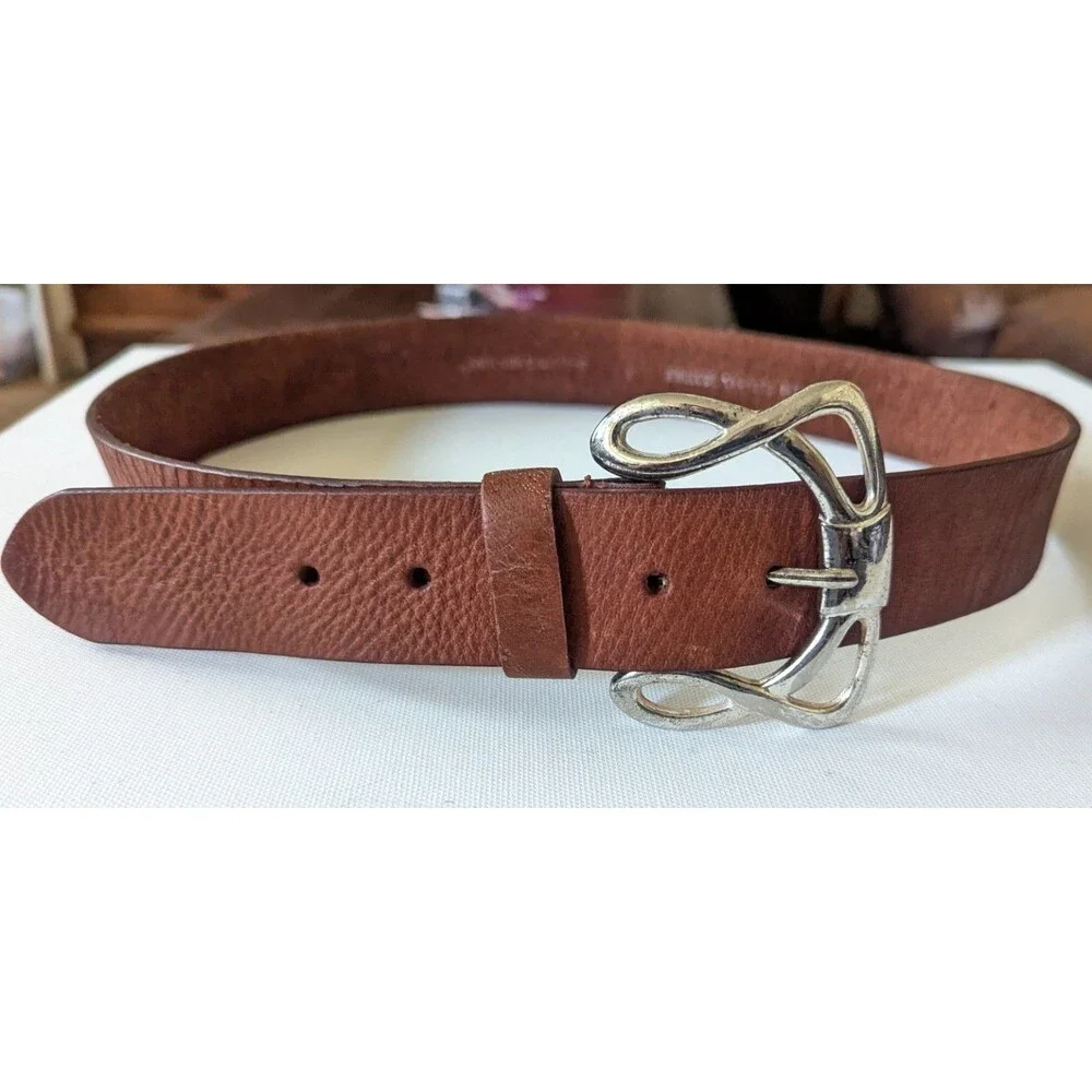 Vtg Silpada Genuine Italian Leather Brown Silver Tone Buckle Belt Women’s Large